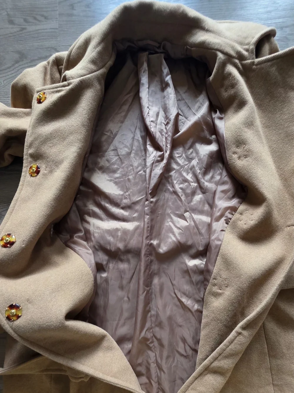 Classic Express Camel Wool-Blend Belted Trench Coat (XL)